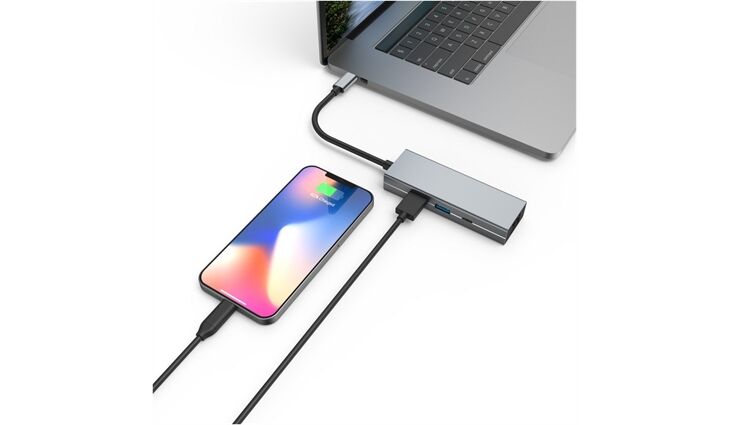 Hama USB-C-Multiport, 4 Ports, + LANGrau