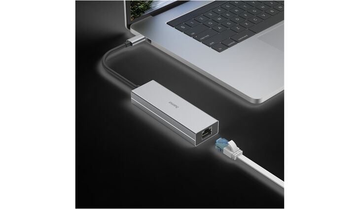 Hama USB-C-Multiport, 4 Ports, + LANGrau