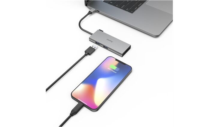 Hama USB-C-Multiport, 6 Ports, HDMI+SDGrau