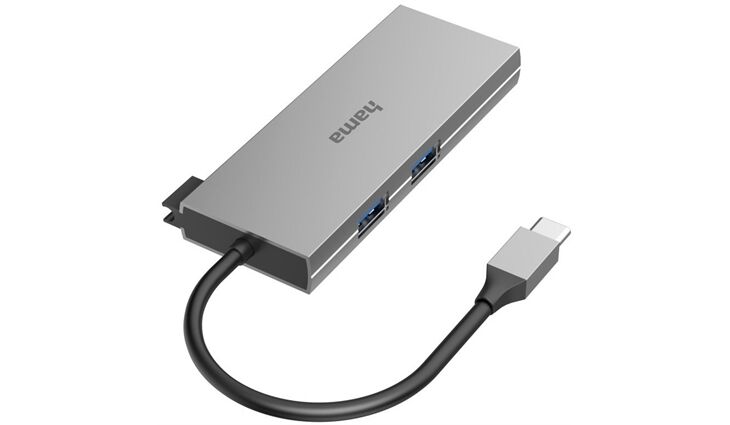 Hama USB-C-Multiport, 6 Ports, HDMI+SDGrau