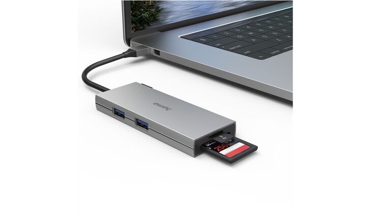 Hama USB-C-Multiport, 6 Ports, HDMI+SDGrau