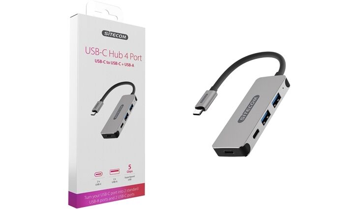  USB-C Hub 4 Port 2x USB-A + 2x USB-C