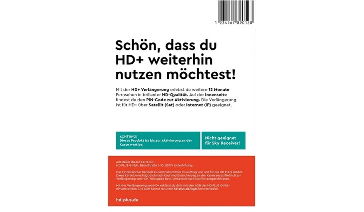 HD+ HD+ Verlängerung (12 Monate), 85€
